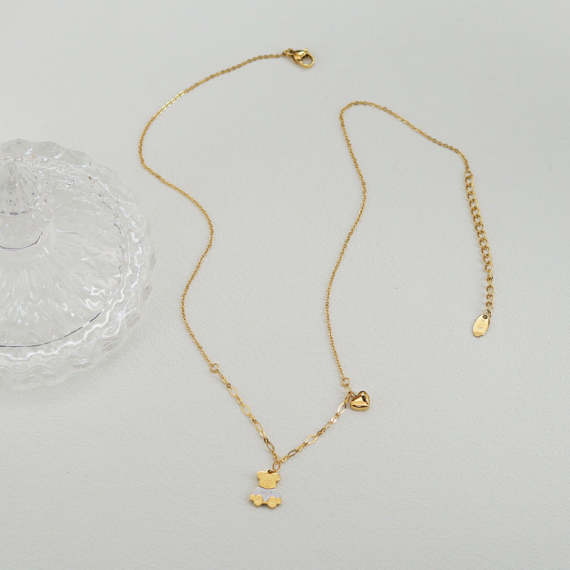Wholesale Love Bear Stitching Titanium Steel Necklaces